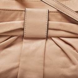 Pre Owned Valentino Beige Leather Bow Detail Shoulder Bag