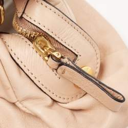 Pre Owned Valentino Beige Leather Bow Detail Shoulder Bag