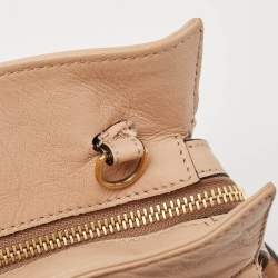Pre Owned Valentino Beige Leather Bow Detail Shoulder Bag