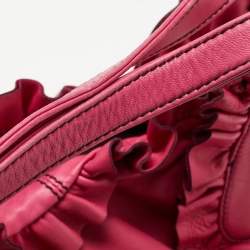 Pre Owned Valentino Pink Leather Ruffle Idylle Hobo