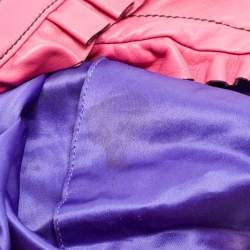 Pre Owned Valentino Pink Leather Ruffle Idylle Hobo