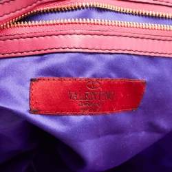 Pre Owned Valentino Pink Leather Ruffle Idylle Hobo