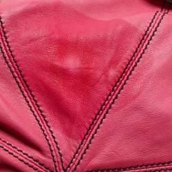 Pre Owned Valentino Pink Leather Ruffle Idylle Hobo
