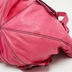 Pre Owned Valentino Pink Leather Ruffle Idylle Hobo