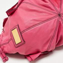 Pre Owned Valentino Pink Leather Ruffle Idylle Hobo