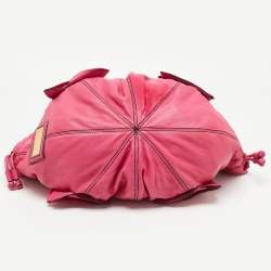 Pre Owned Valentino Pink Leather Ruffle Idylle Hobo