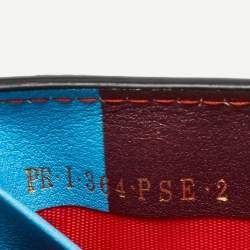 Pre Owned Valentino Multicolor Stripe Leather Rockstud Card Case