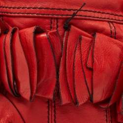 Pre Owned Valentino Red Leather Floral Applique Hobo