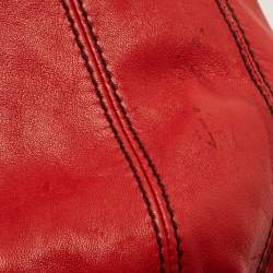 Pre Owned Valentino Red Leather Floral Applique Hobo