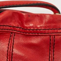 Pre Owned Valentino Red Leather Floral Applique Hobo