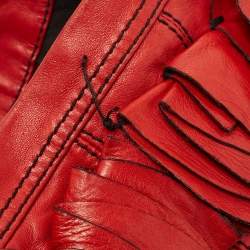 Pre Owned Valentino Red Leather Floral Applique Hobo