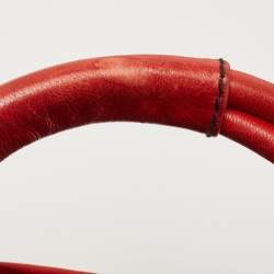 Pre Owned Valentino Red Leather Floral Applique Hobo