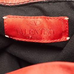 Pre Owned Valentino Red Leather Floral Applique Hobo