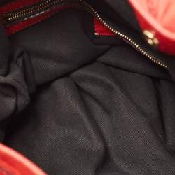 Pre Owned Valentino Red Leather Floral Applique Hobo