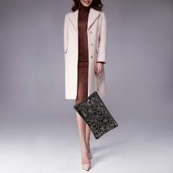 Pre Owned Valentino Black Suede Large Rockstud Embellished Wristlet Pouch