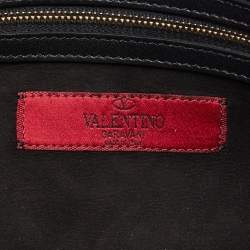 Pre Owned Valentino Black Suede Large Rockstud Embellished Wristlet Pouch