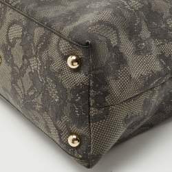 Pre Owned Valentino Black/Dark Grey Lace Effect Coated Canvas Satchel