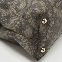 Pre Owned Valentino Black/Dark Grey Lace Effect Coated Canvas Satchel