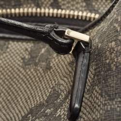 Pre Owned Valentino Black/Dark Grey Lace Effect Coated Canvas Satchel