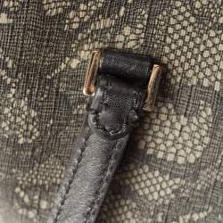 Pre Owned Valentino Black/Dark Grey Lace Effect Coated Canvas Satchel