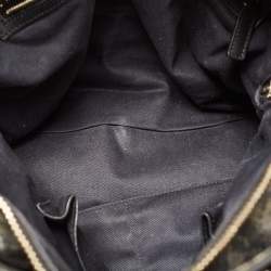 Pre Owned Valentino Black/Dark Grey Lace Effect Coated Canvas Satchel