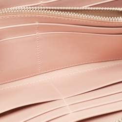 Pre Owned Valentino Pink Perforated Leather Zip Around Wallet