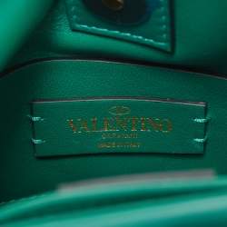 Valentino Green Leather Roman Stud Top Handle Bag