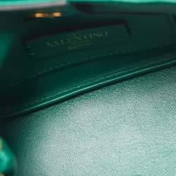 Valentino Green Leather Roman Stud Top Handle Bag