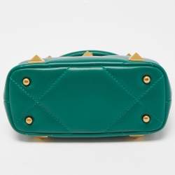 Valentino Green Leather Roman Stud Top Handle Bag