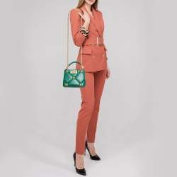 Valentino Green Leather Roman Stud Top Handle Bag