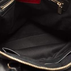 Pre Owned Valentino Black Leather Petale Rose Pearl Embellished Satchel