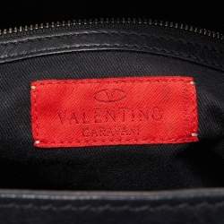 Pre Owned Valentino Black/Beige Pleated Leather Catch Satchel