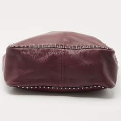 Pre Owned Valentino Burgundy/Brown Leather Rockstud Reversible Tote