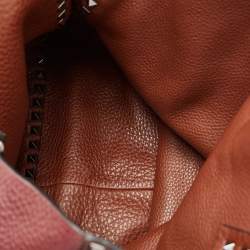 Pre Owned Valentino Burgundy/Brown Leather Rockstud Reversible Tote