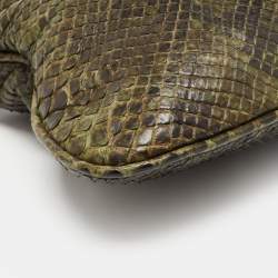 Pre Owned Valentino Green/Black Python VLogo Flap Hobo