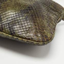 Pre Owned Valentino Green/Black Python VLogo Flap Hobo
