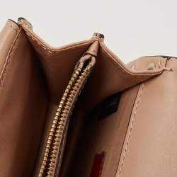 Pre Owned Valentino Beige Leather Rockstud Flap Chain Clutch