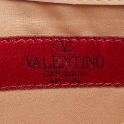 Pre Owned Valentino Beige Leather Rockstud Flap Chain Clutch