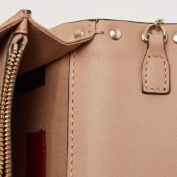 Pre Owned Valentino Beige Leather Rockstud Flap Chain Clutch