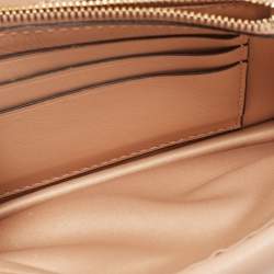 Pre Owned Valentino Beige Leather Rockstud Flap Chain Clutch