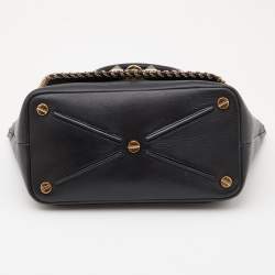 Pre Owned Valentino Black Leather Small Demilune Flap Satchel