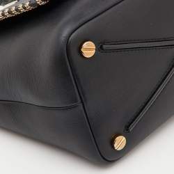 Pre Owned Valentino Black Leather Small Demilune Flap Satchel