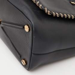 Pre Owned Valentino Black Leather Small Demilune Flap Satchel