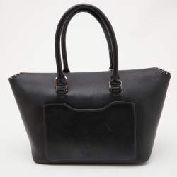 Pre Owned Valentino Black Leather Small Demilune Flap Satchel