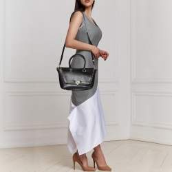 Pre Owned Valentino Black Leather Small Demilune Flap Satchel