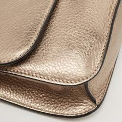 Pre Owned Valentino Metallic Gold Leather Rockstud Medium Glam Lock Flap Bag