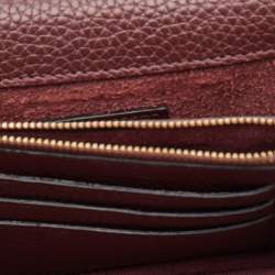 Pre Owned Valentino Burgundy Leather Rockstud Flap Chain Clutch