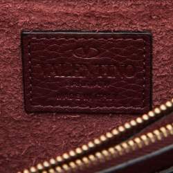 Pre Owned Valentino Burgundy Leather Rockstud Flap Chain Clutch