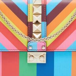 Pre Owned Valentino Multicolor Leather Medium Rockstud Glam Lock Flap Bag