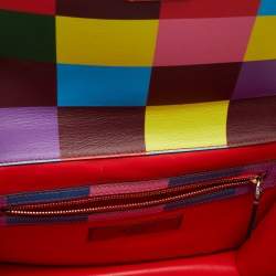Pre Owned Valentino Multicolor Leather Medium Rockstud Glam Lock Flap Bag